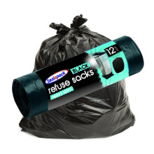 12 Heavy Duty Black Refuse Sacks Bin Liners Household General Waste