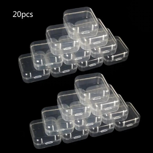 20Pcs Square Mini Clear Plastic Storage Containers Box with Lids for Small Items 1
