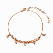 Titanium Stainless Steel Bohemia Beach Chain Link Anklets For Women Girl CZ Crystal Charm Anklet Jewelry ZA20018