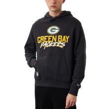 (S, Grey) New Era Mens Green Bay Packers NFL Script Team Pullover Hoody Hoodie - Grey