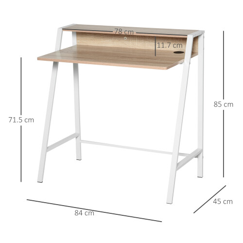 Homcom HOMCOM 2-Tier Storage Computer Workstation with Shelf, Metal Frame White 1