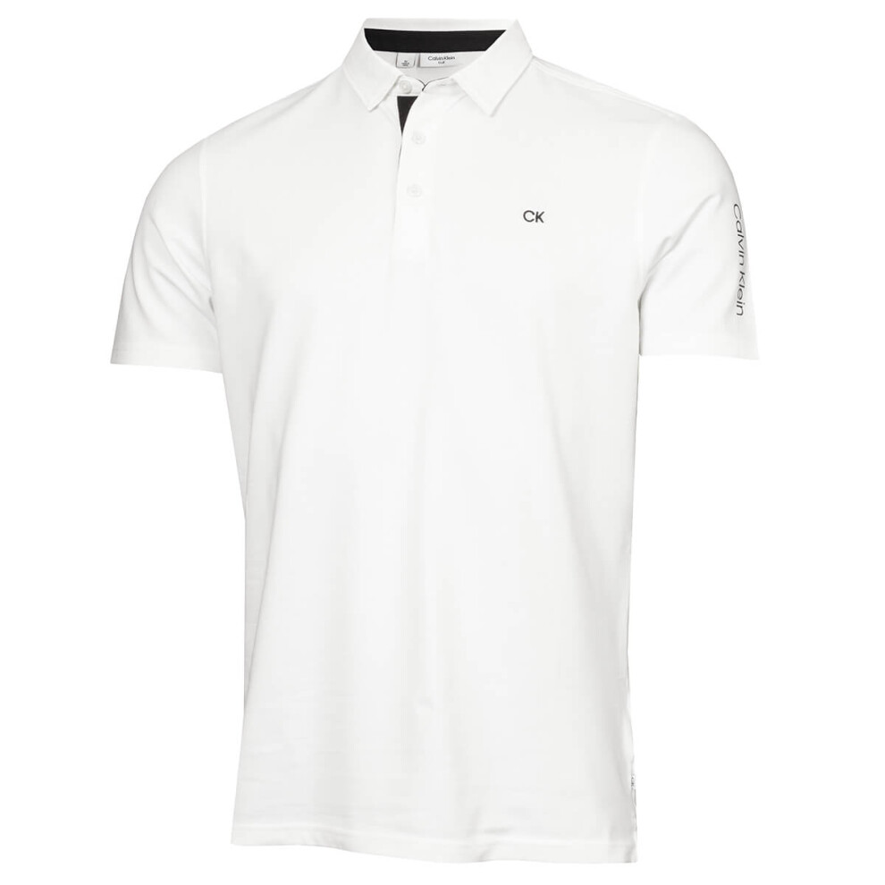 (XXXL, White) Calvin Klein Mens 2024 Uni Golf Moisture Wicking Breathable Polo Shirt