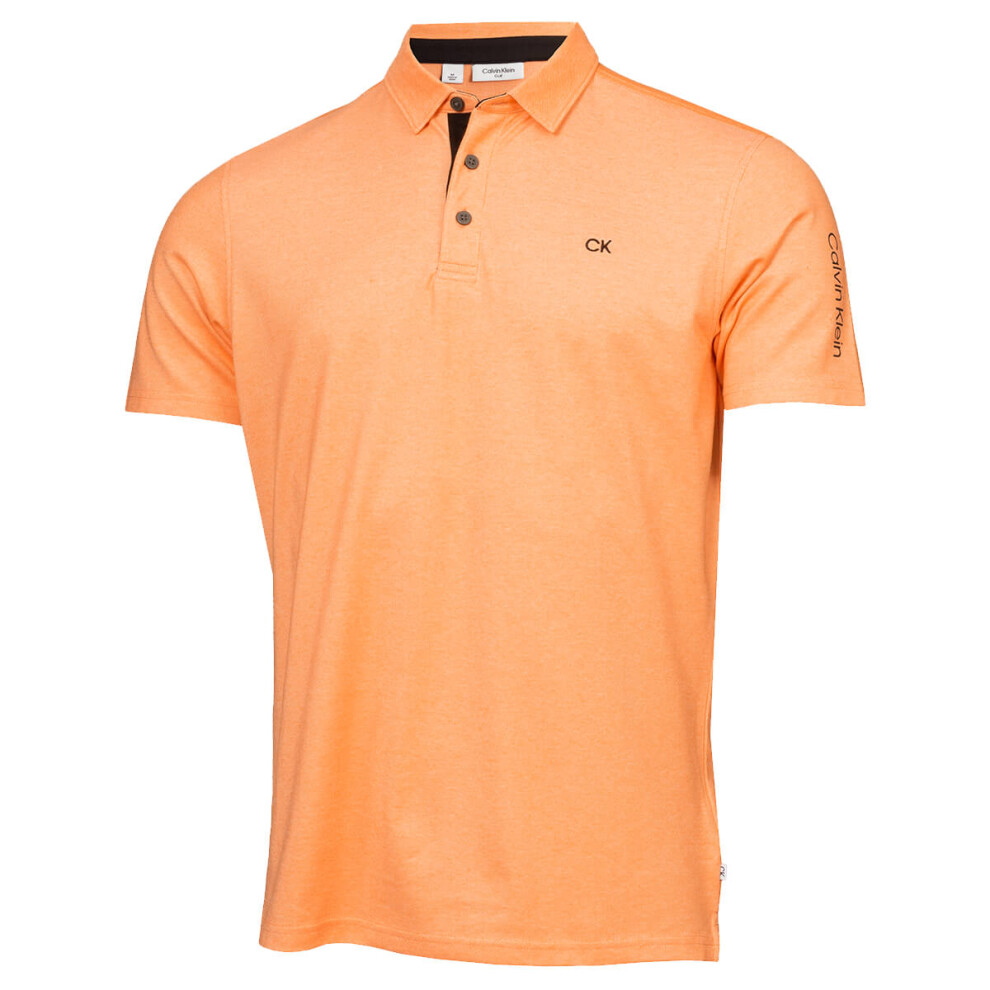 (XXXL, Orange) Calvin Klein Mens 2024 Uni Golf Moisture Wicking Breathable Polo Shirt