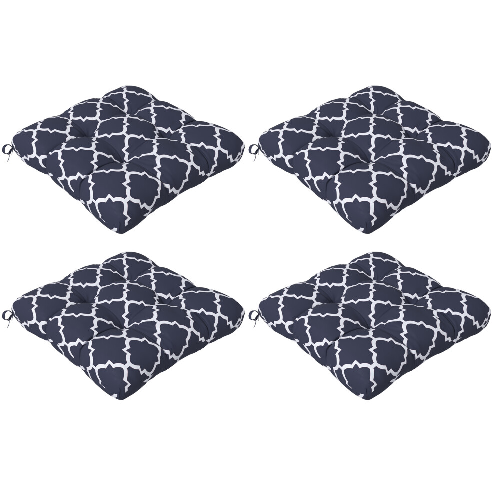 Set Of 4 Outdoor Seat Cushion With Ties, For Garden Furniture