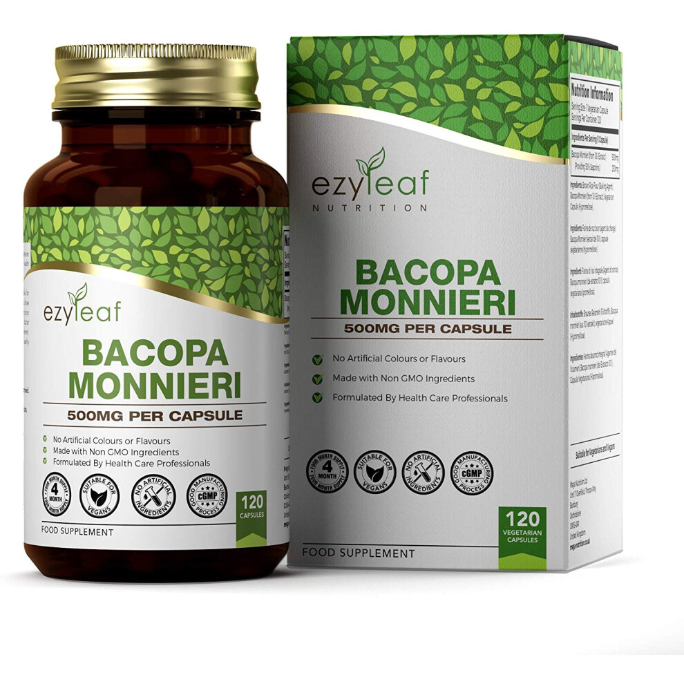 Ezyleaf Nutrition, Bacopa Monnieri 500mg 120 Veg Capsules