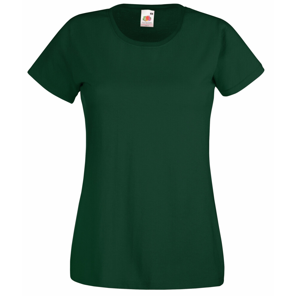 (XL, Bottle Green) Fruit Of The Loom Ladies/Womens Lady-Fit Valueweight Short Sleeve T-Shirt