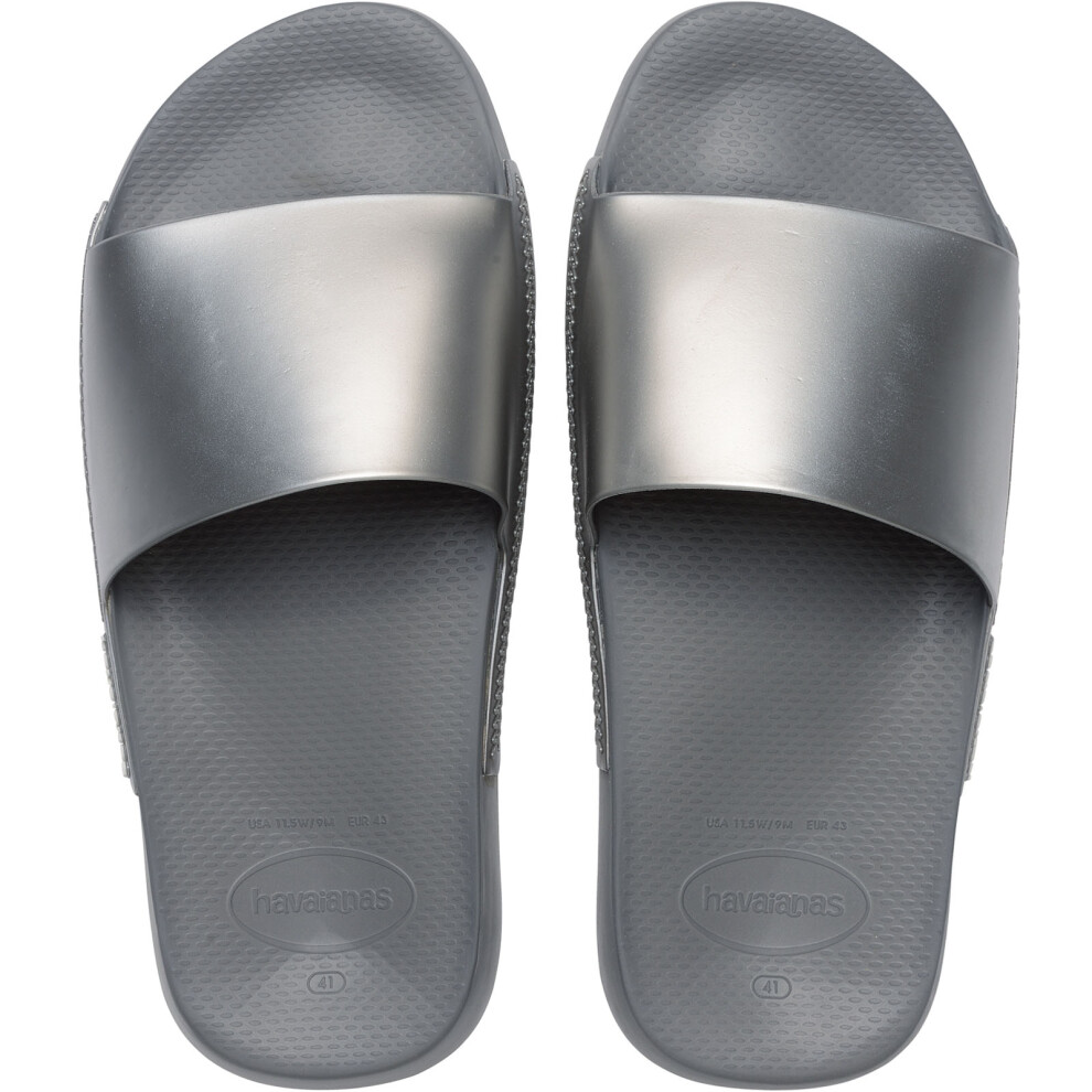 (6/7 UK, Silver) Havaianas Womens Slide Classic Metallic Summer Sandals Flip Flops Sliders