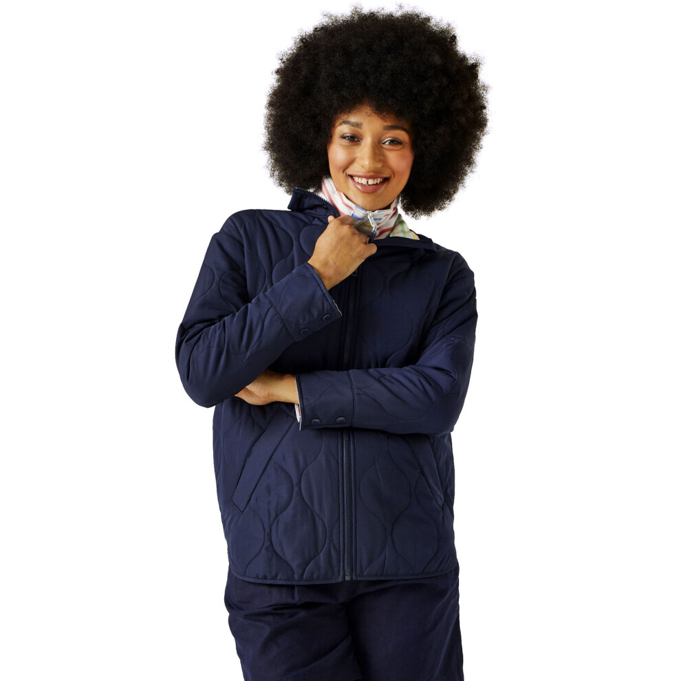 (10, Navy) Regatta Womens Courcelle High Collar Quilted Padded Jacket Coat -  Navy