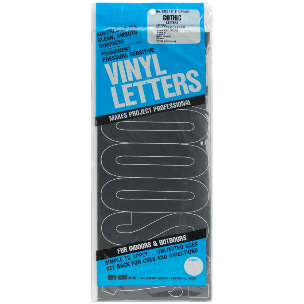 Duro Permanent Adhesive Vinyl Letters 6" 94/Pkg-Black D3220-BLACK