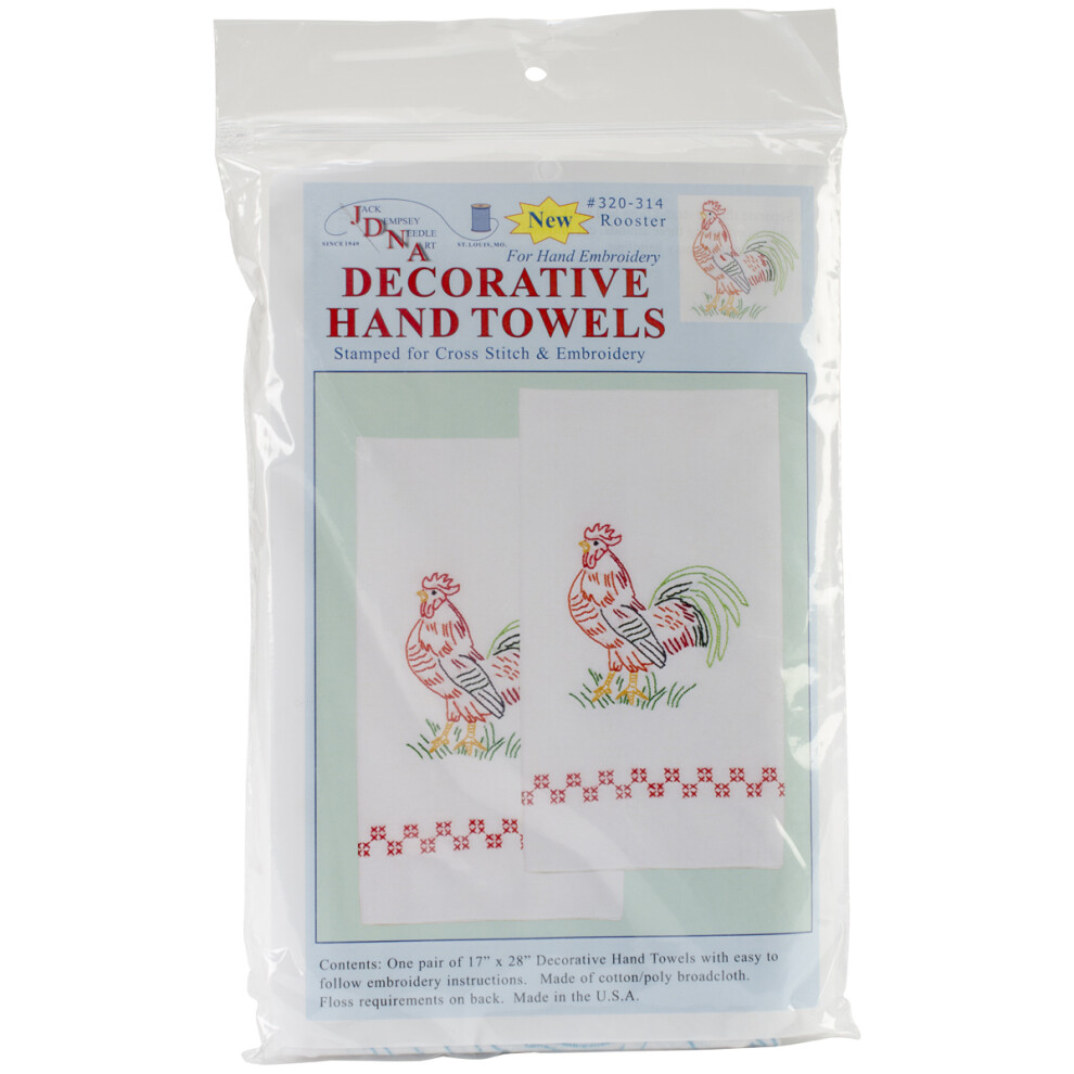 Jack Dempsey Stamped Decorative Hand Towel Pair 17"X28"-Rooster 320 314-image-OPC-PKSNFH-NEW