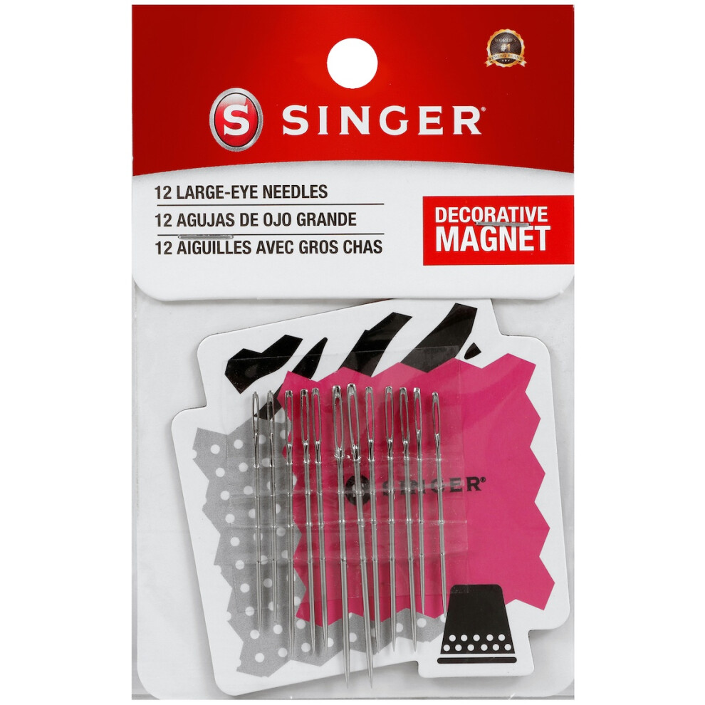 Singer Large Eye Hand Needles W/Magnet-Assorted 12/Pkg 01824