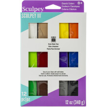 Pasta de polímero - Sculpey - Sculpey III - Asortimento 12 colores - No tóxico - Cocción a 130C