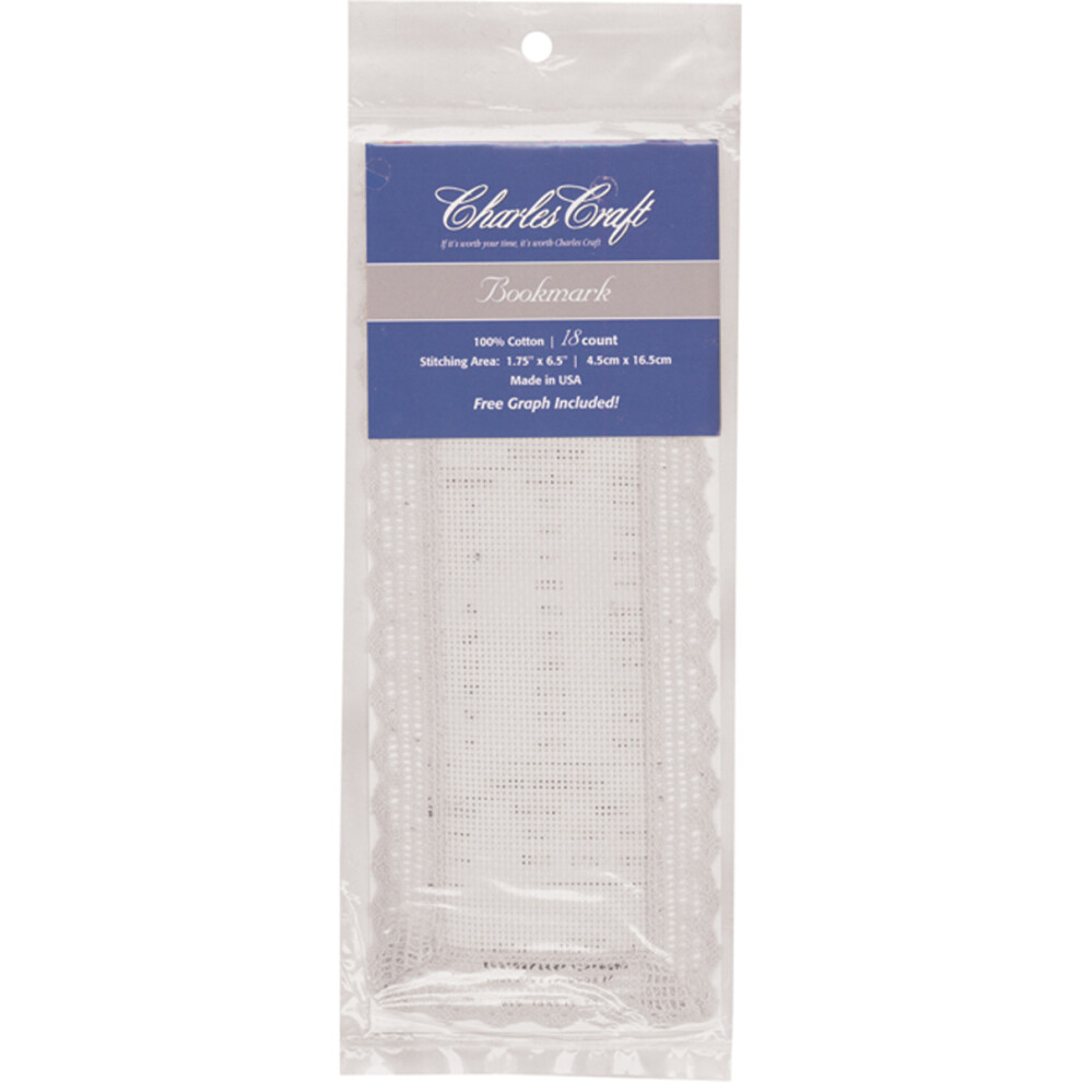 Charles Craft Lace Edged Bookmark 18 Count 3"X8"-White BO0780-6750