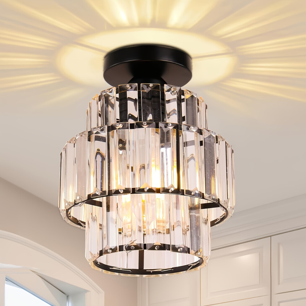 (Hyundai B) Modern Mini Crystal Chandelier, Three-lamp Embedded Ceiling Lamp