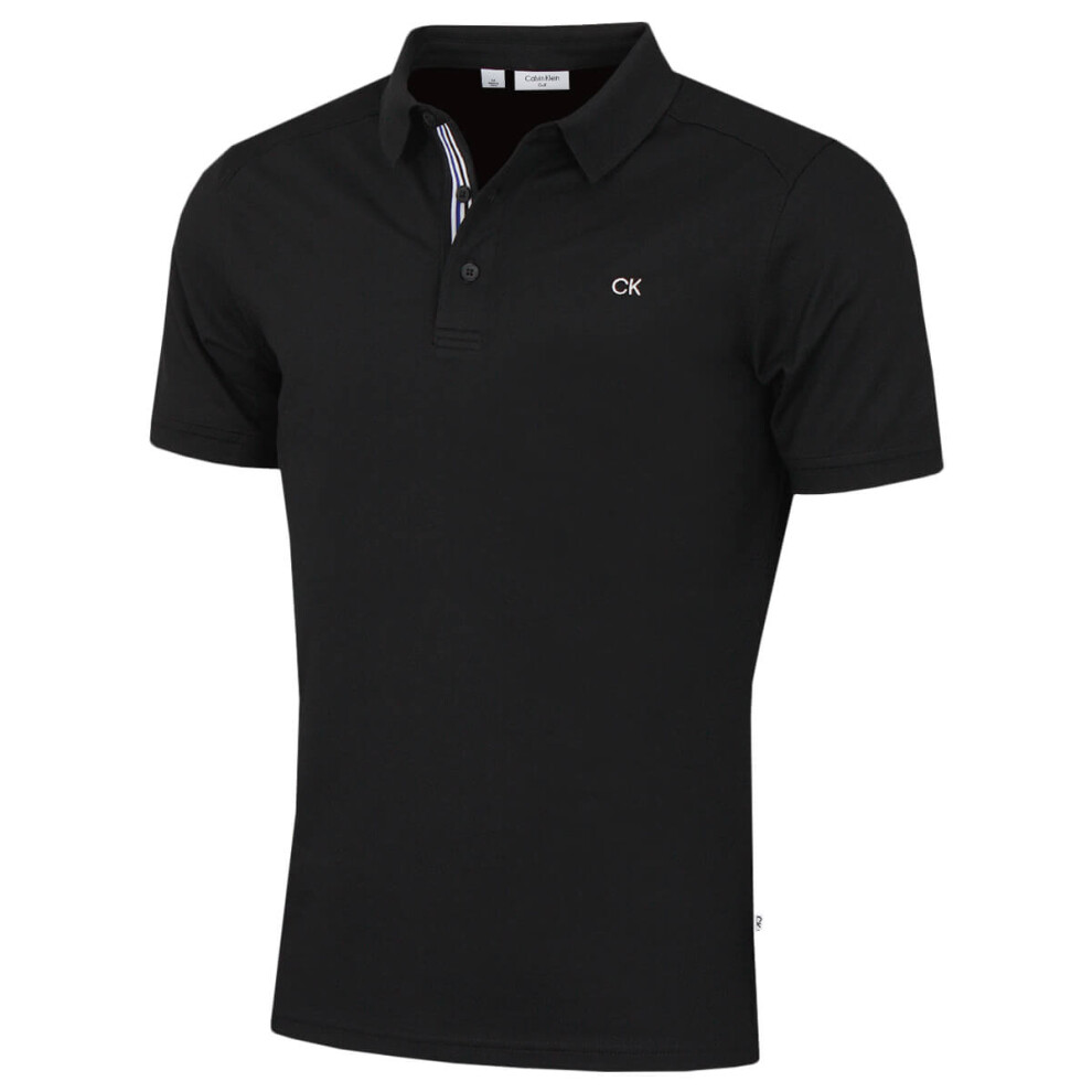 (XXXXXL, Black) Calvin Klein Mens Campus Sport Stretch Wicking Golf Polo Shirt