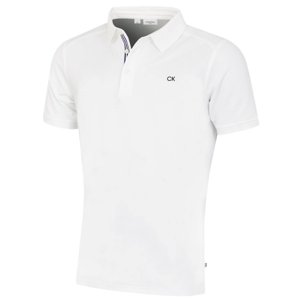 (XL, White) Calvin Klein Mens Campus Sport Stretch Wicking Golf Polo Shirt