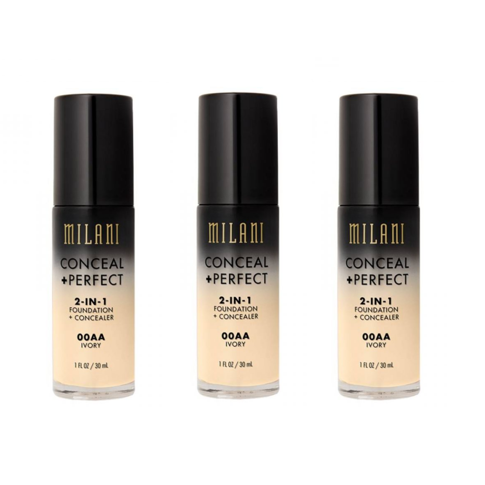 Milani Conceal And Perfect 2 In 1 Foundation + Concealer Ivory 30ml x3