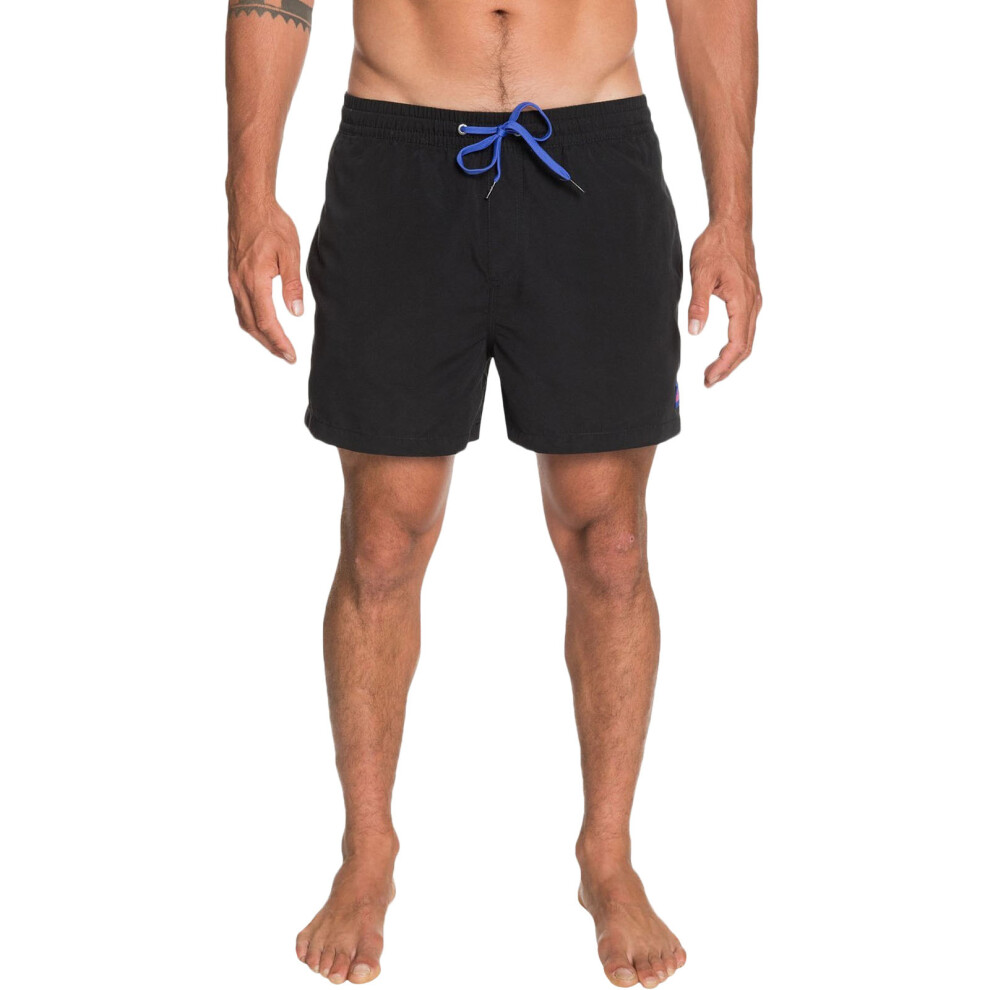 (S, Black) Quiksilver Mens Everyday 15" Elasticated Summer Beach Pool Swimming Swim Shorts