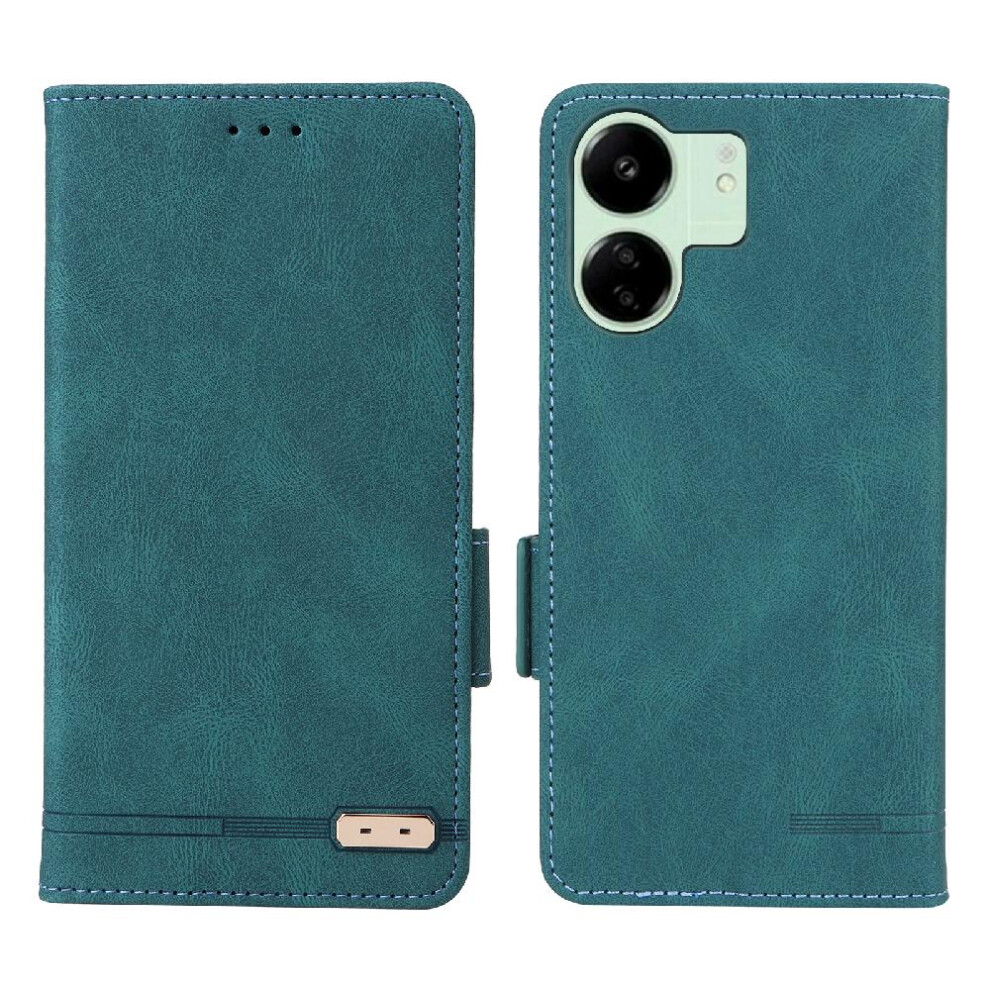 (Green) Case For Xiaomi Redmi 13C 4G/5G Card Insertion With Card Holder Kickstand Full Protection Leather Folio Flip Case Magnetic Carbon Fiber Green 764762563998