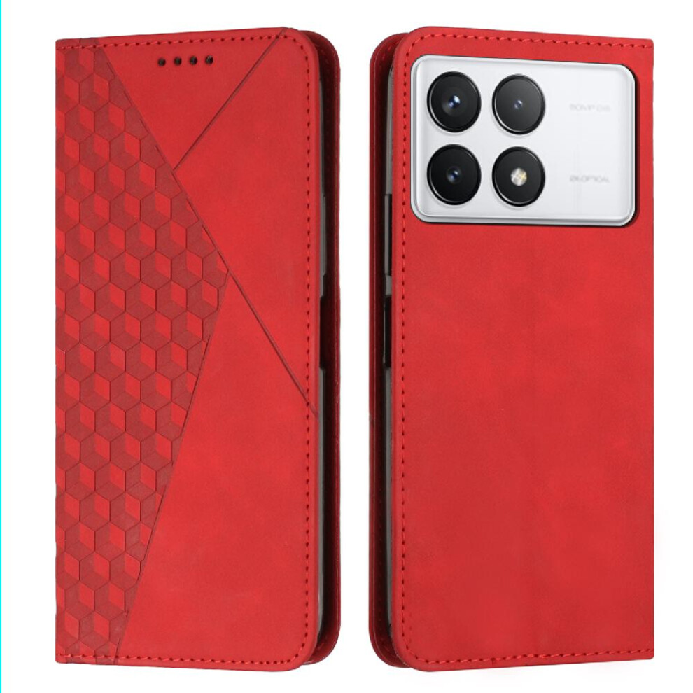Photos - Case   For Xiaomi Redmi K70/K70 Pro Full Protection Shockproof Flip Cover Card Insertion PU Leather Side Buckle(Red)