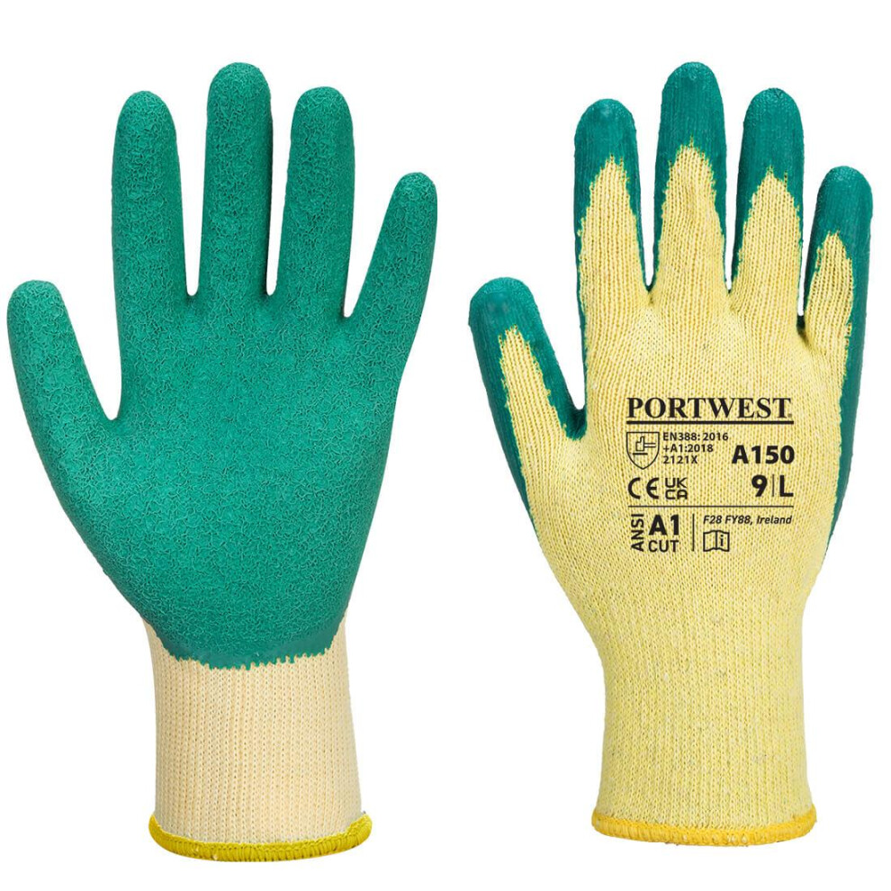 (XL, Green) Portwest Unisex Adult A150 Classic Grip Gloves