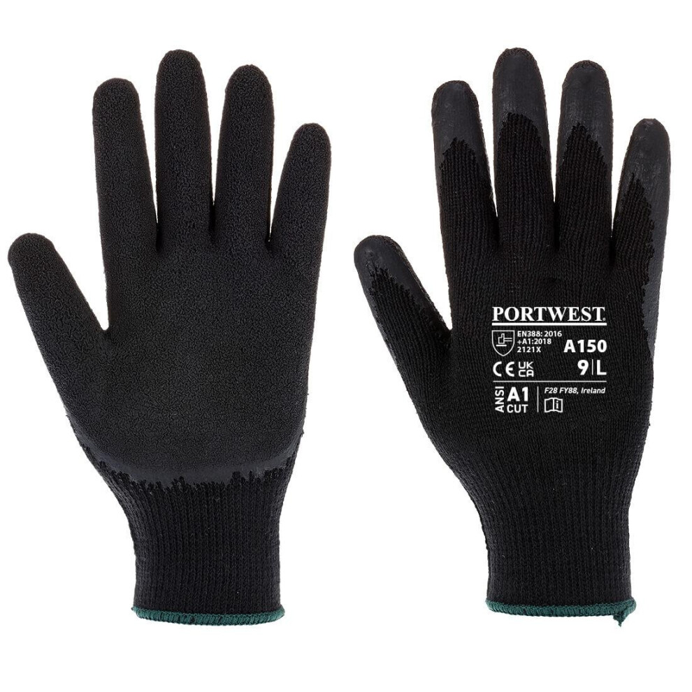 (XL, Black) Portwest Unisex Adult A150 Classic Grip Gloves