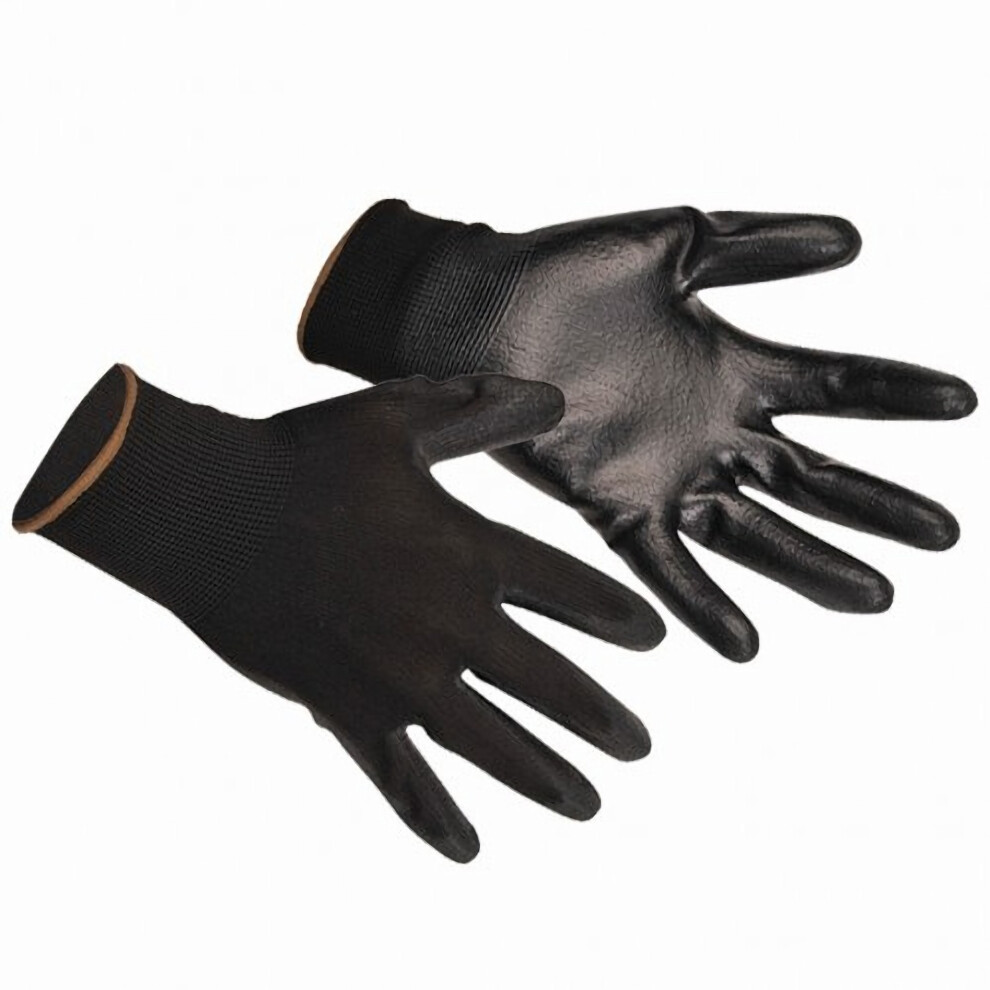 (XL, Black) Portwest PU Palm Coated Gloves (A120) / Workwear (Pack of 2)