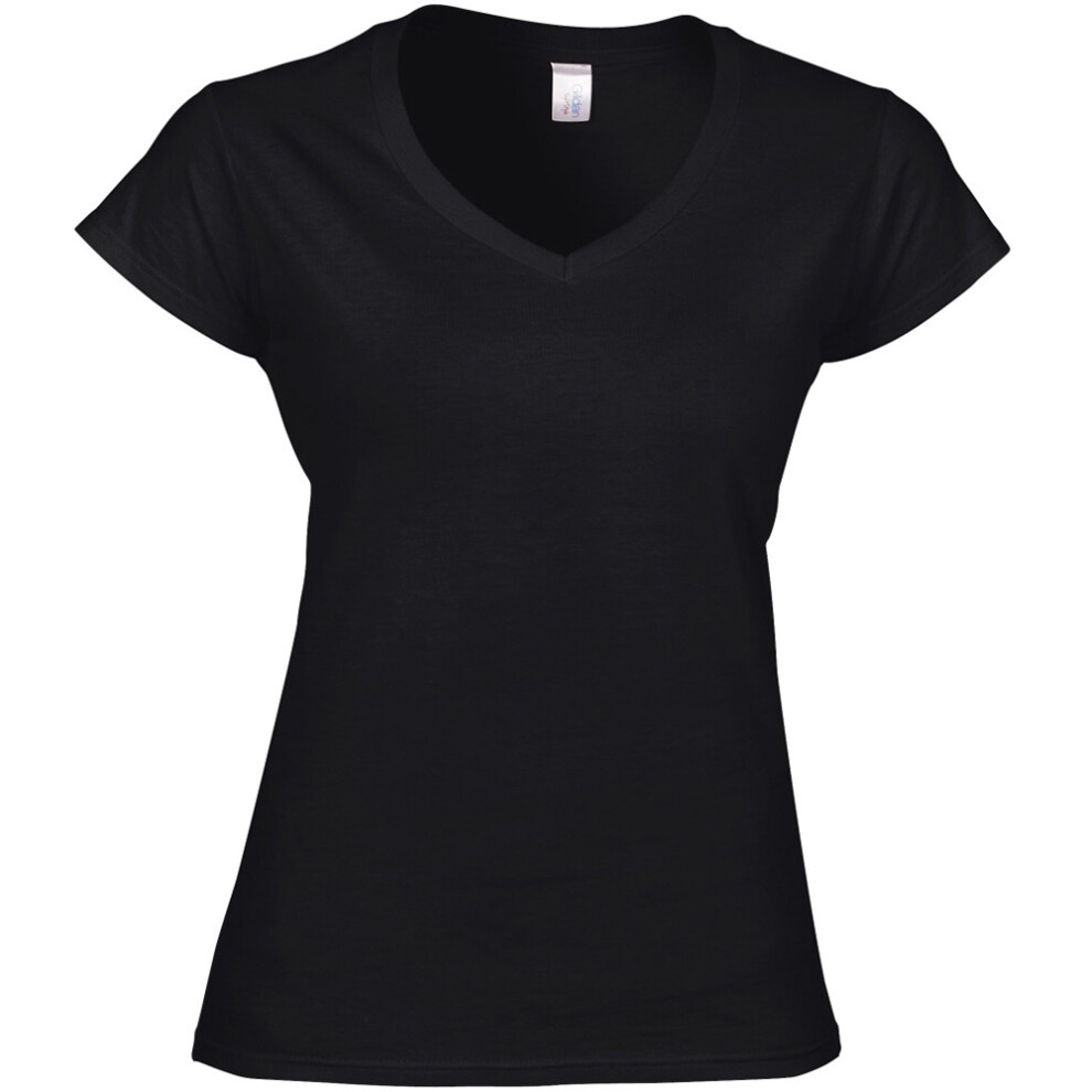 (XL, Black) Gildan Ladies Soft Style Short Sleeve V-Neck T-Shirt