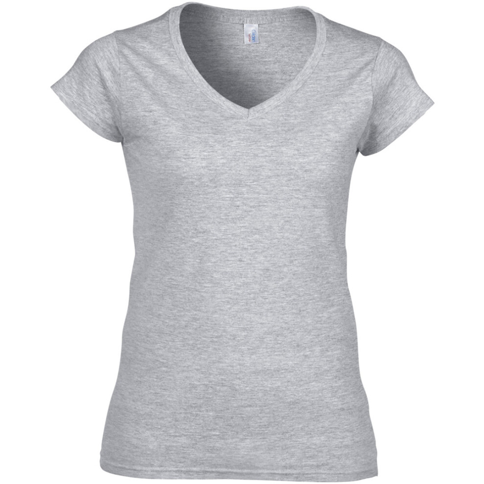 (L, Sport Grey (RS)) Gildan Ladies Soft Style Short Sleeve V-Neck T-Shirt