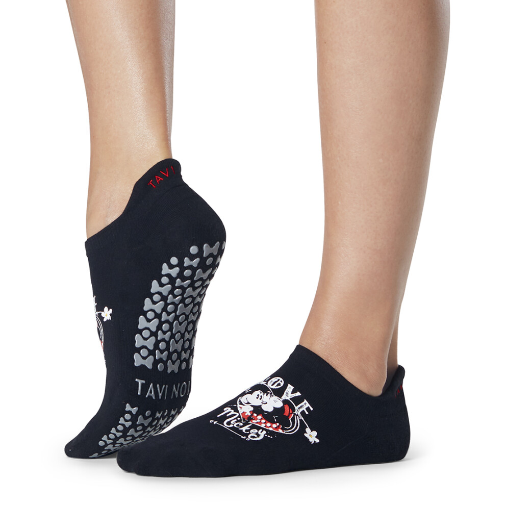 (M, Black) Tavi Noir Womens/Ladies Savvy Love Mickey & Minnie Mouse Disney Gripped Socks