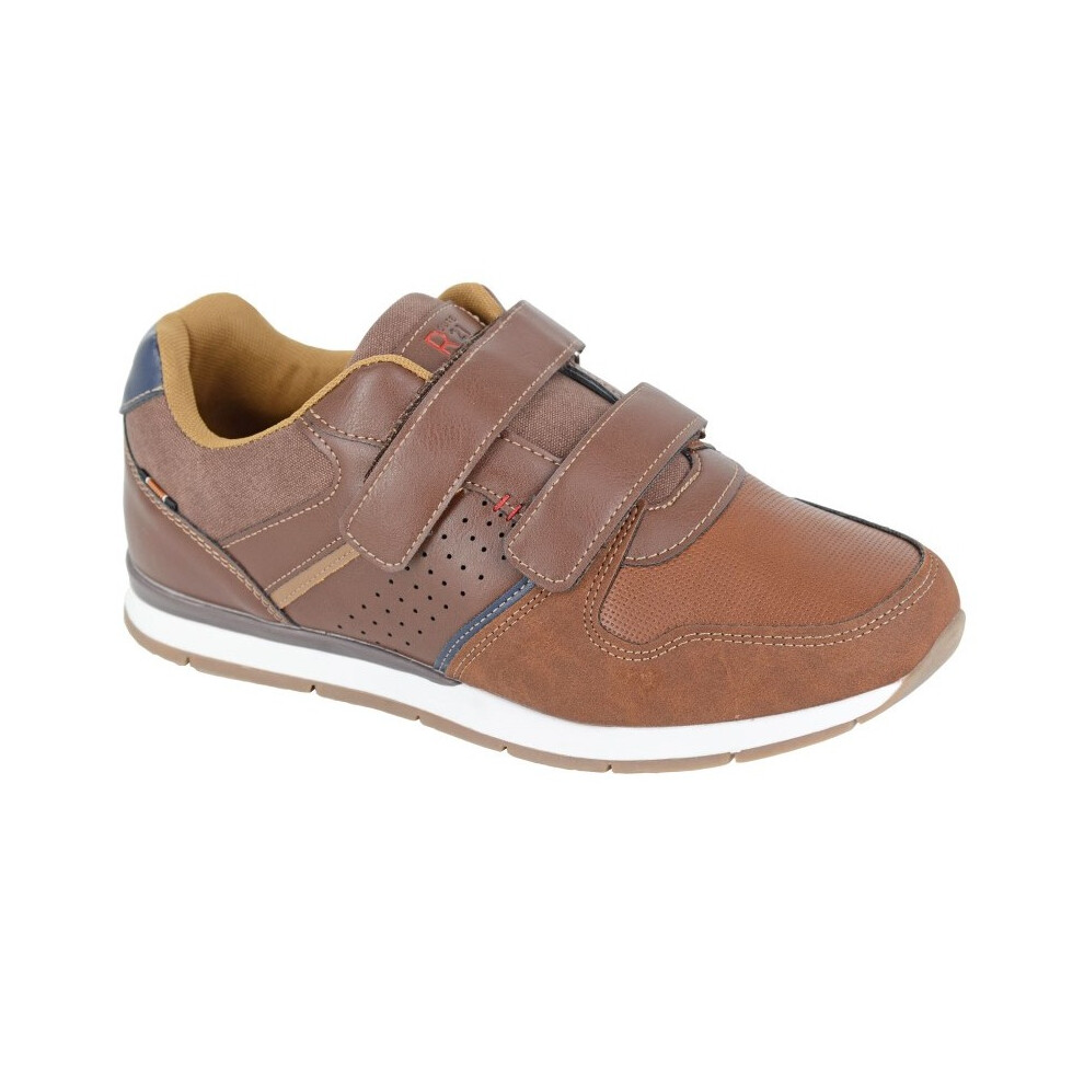 (11 UK, Brown) R21 Mens Synthetic Nubuck Trainers