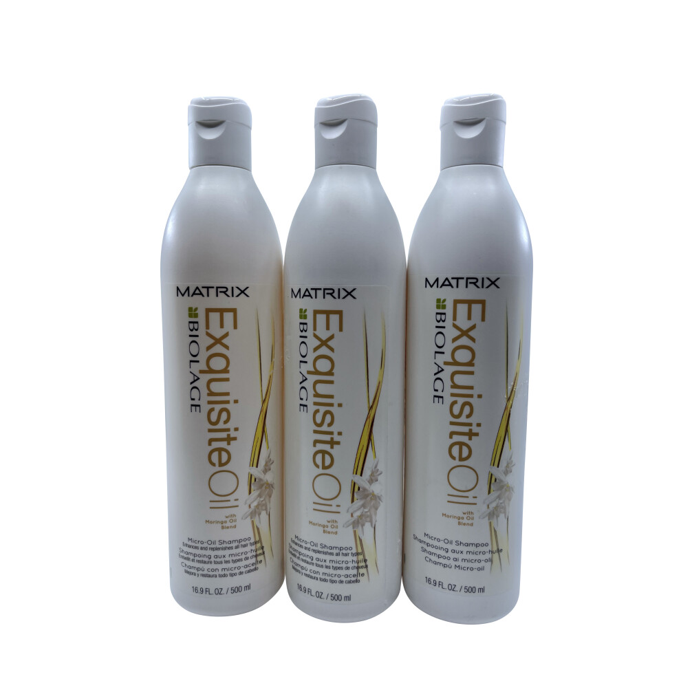 Matrix Biolage Micro Oil Shampoo Moringa Oil All Hair Types 16.9 OZ Set of 3