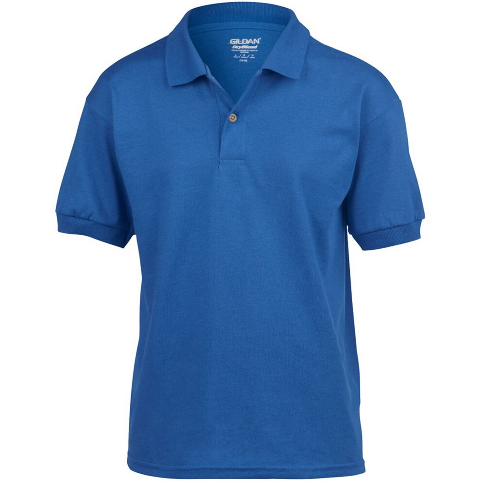 (S, Royal) Gildan DryBlend Childrens Unisex Jersey Polo Shirt (Pack Of 2)