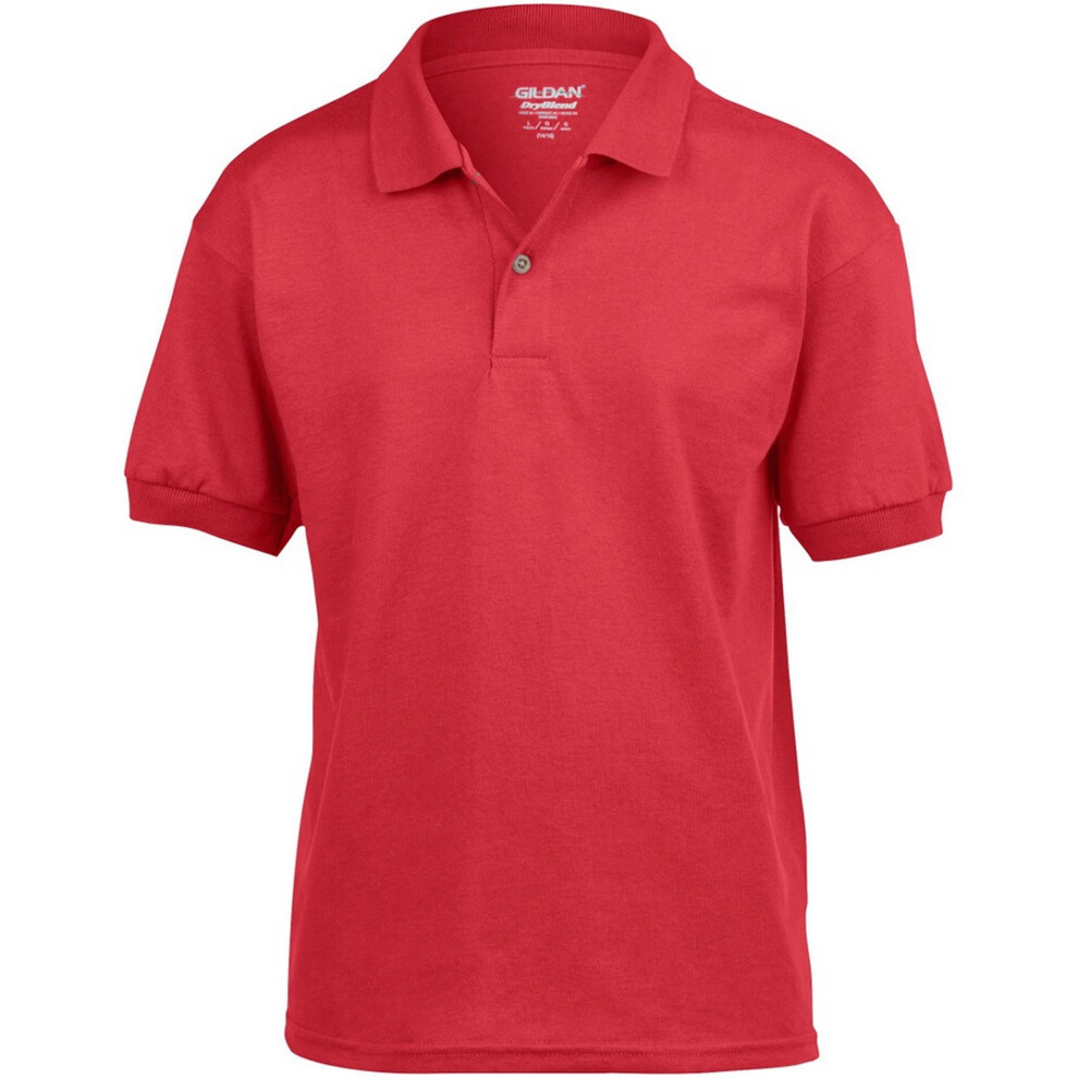 (XL, Red) Gildan DryBlend Childrens Unisex Jersey Polo Shirt (Pack Of 2)