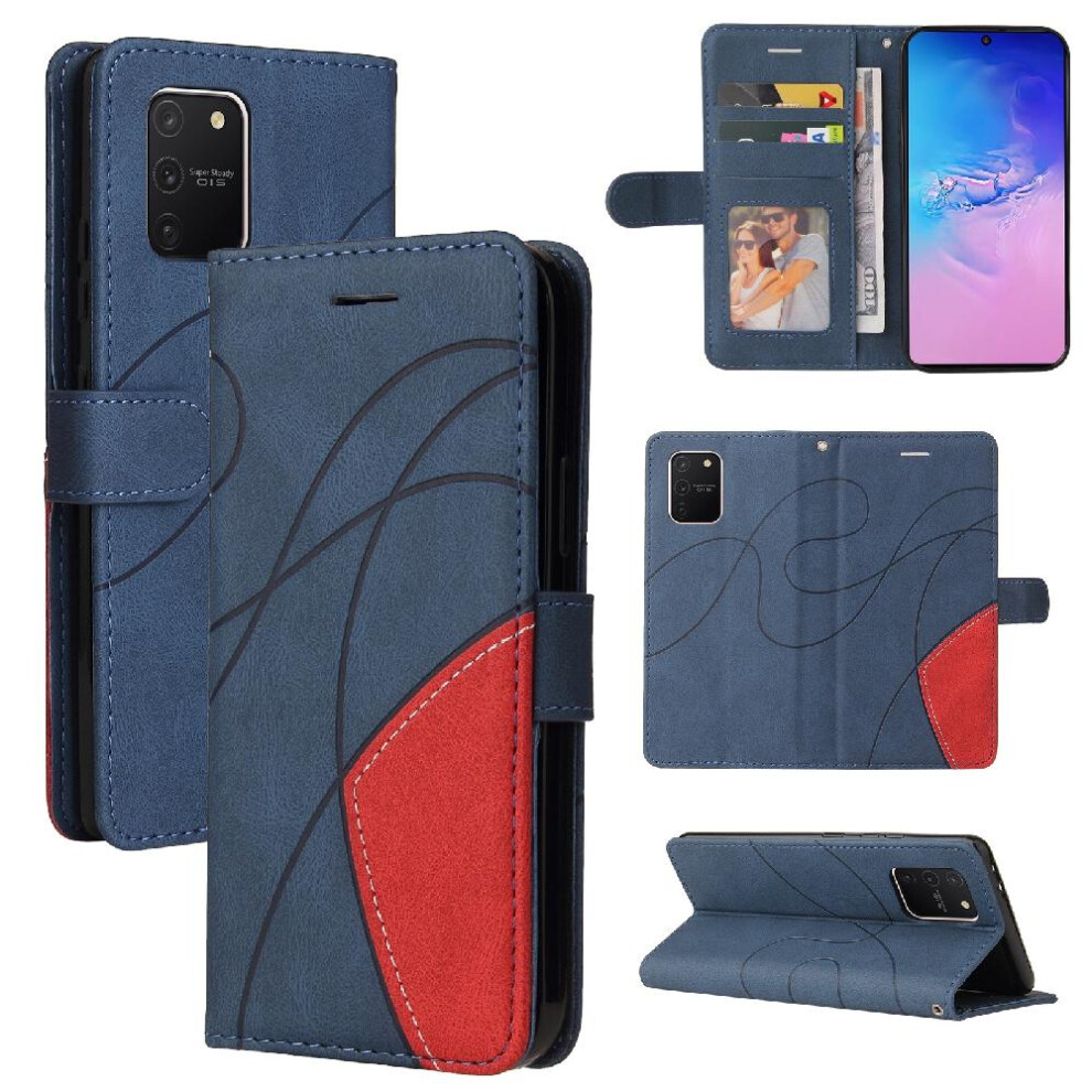 (Blue) Case For Samsung Galaxy S10 Lite With Card Slot Stand Pu Leather Flip Folio Case Two-Color Stitching Kickstand Protective Blue 764762566722
