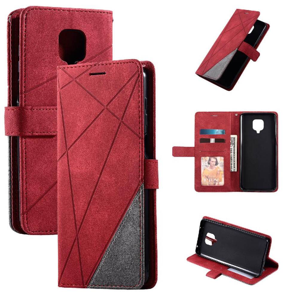 (Red) Case For Xiaomi Mi Note 9S/Note 9 Pro Magnetic Shockproof Pu Leather Wallet Flip Folio Card Holder Kickstand Red 764762567514