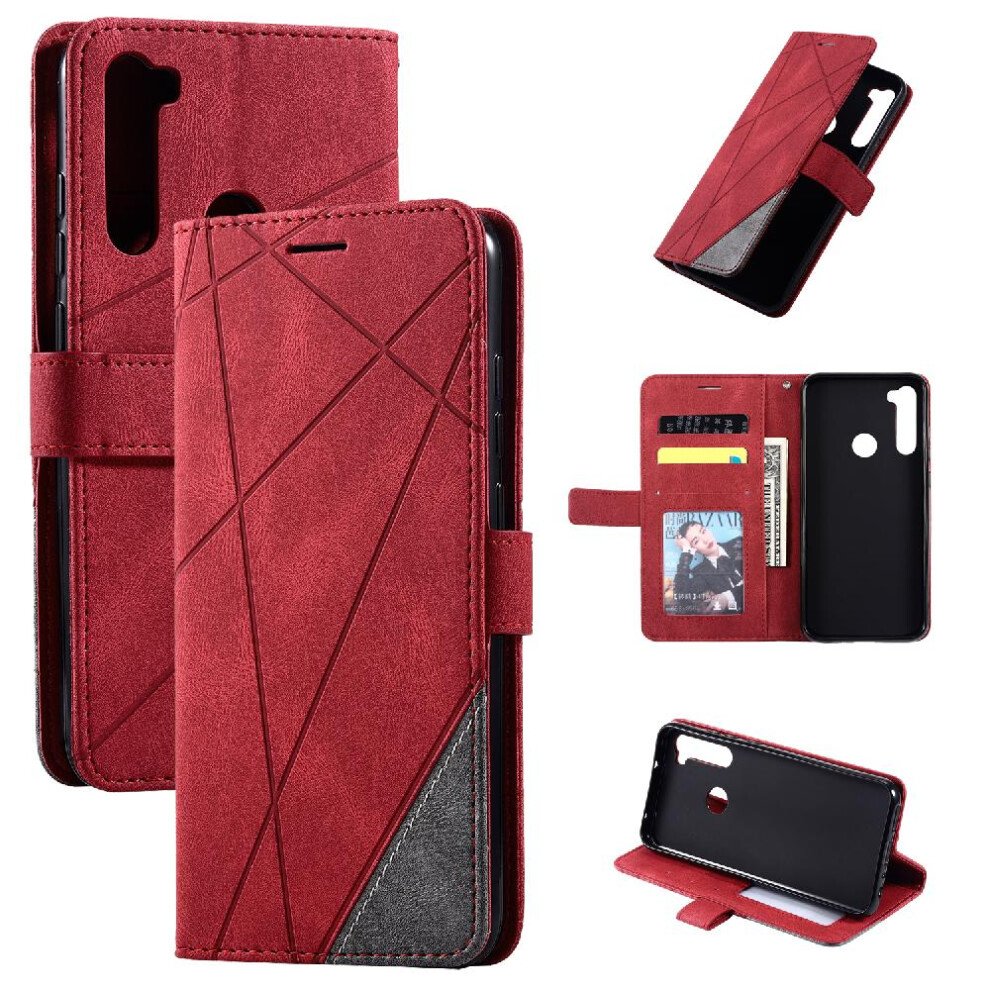 (Red) Case For Xiaomi Mi Note 8T Magnetic Card Holder Kickstand Pu Leather Wallet Flip Folio Shockproof Red 764762567675
