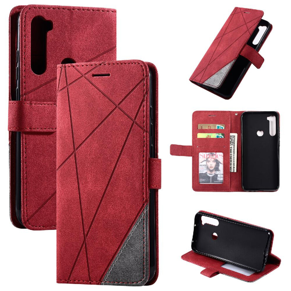 (Red) Case For Xiaomi Mi Note 8 Wallet Flip Folio Shockproof Magnetic Pu Leather Card Holder Kickstand Red 764762567835