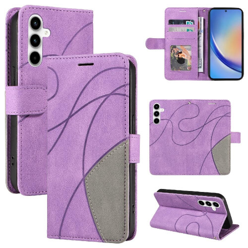Case For Samsung Galaxy A35 5G With Card Slot Stand Kickstand Protective Two-color Stitching PU Leather Flip Folio Case