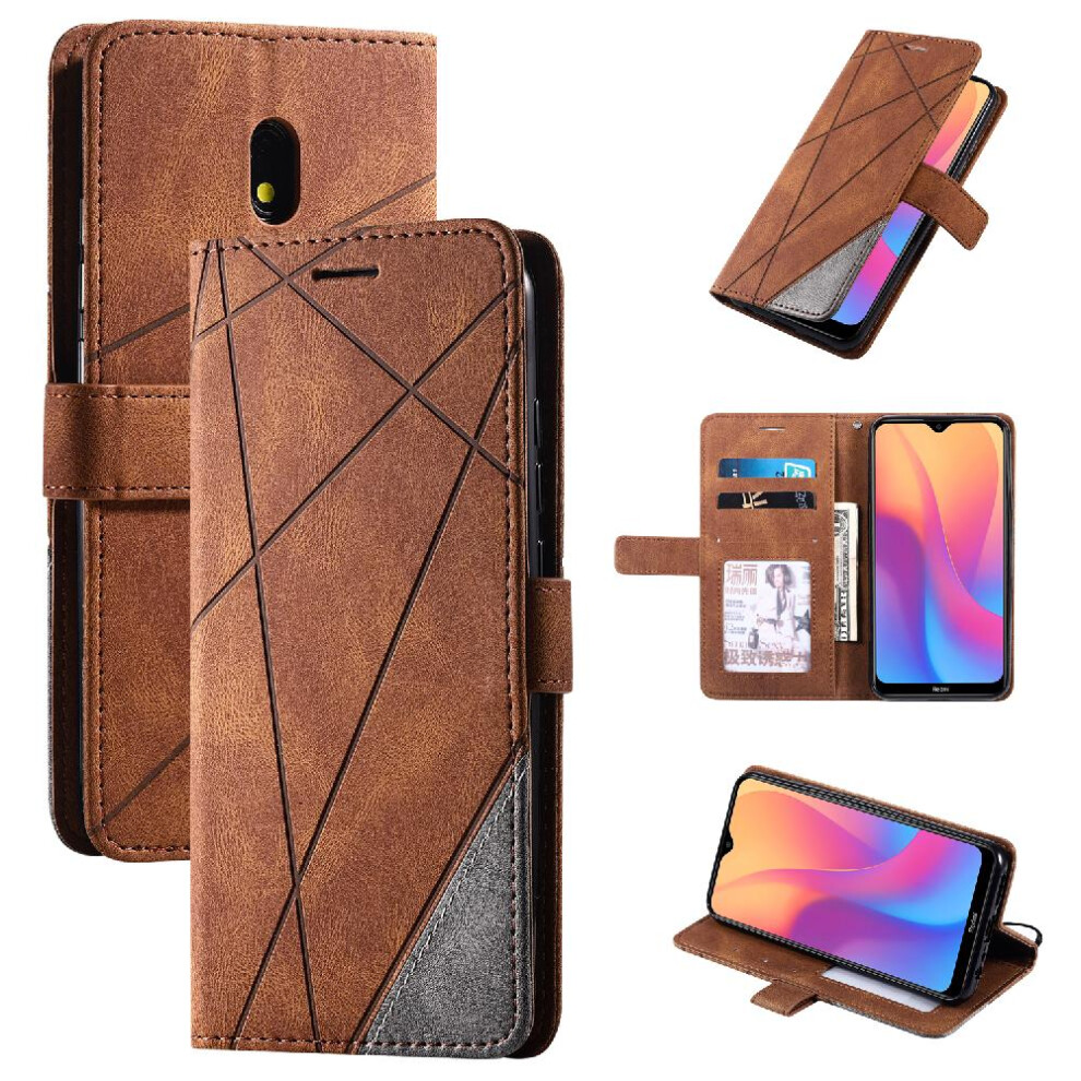 (Brown) Case For Xiaomi Redmi 8A Magnetic Pu Leather Shockproof Wallet Flip Folio Card Holder Kickstand Brown 764762568023