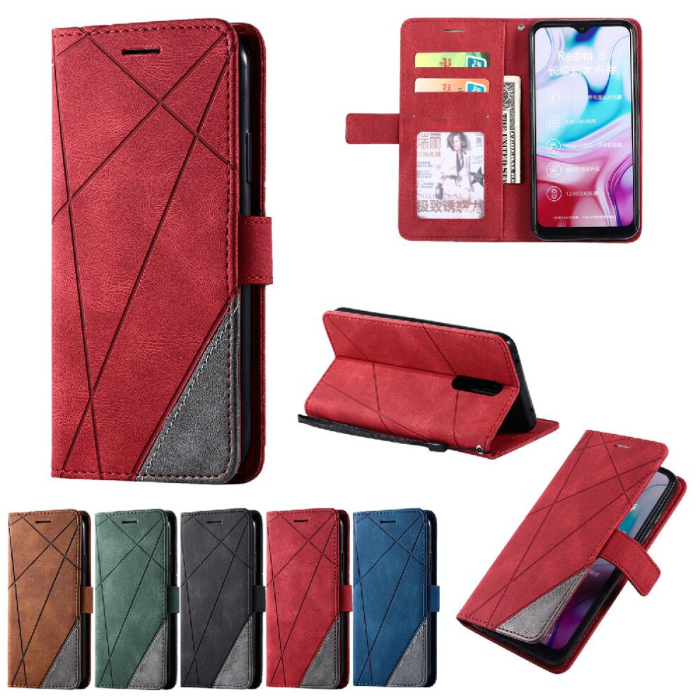(Red) Case For Xiaomi Mi 8 Wallet Flip Folio Magnetic Shockproof Pu Leather Card Holder Kickstand Red 764762568146