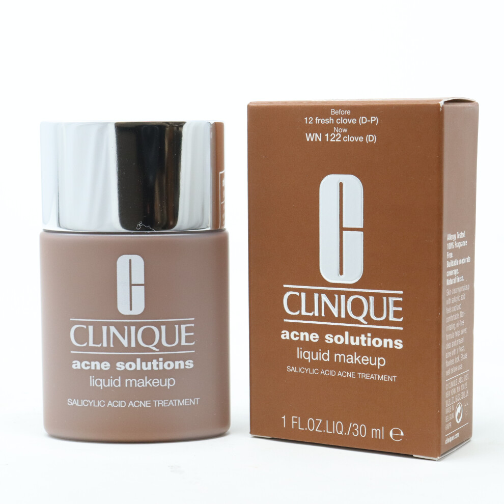 (WN 122 Clove (D)) Clinique Acne Solutions Liquid Makeup Foundation  1oz/30ml New With Box