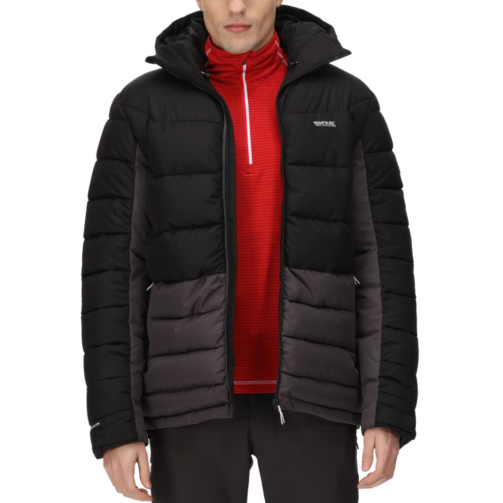 (2XL, Black/Dark Grey) Regatta Mens Nevado VI Hooded Warm Insulated Padded Puffer Jacket Coat