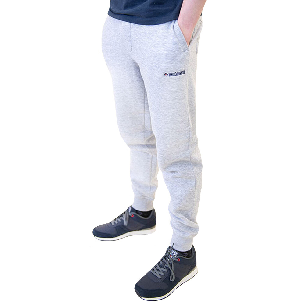 (2XL, Grey) Lambretta Mens Slim Fit Retro Fleece Jogging Bottoms Pants Trousers Joggers