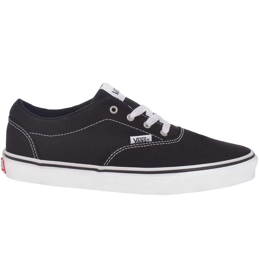 (2.5, Black/White) Vans Kids Juniors Doheny Canvas Low Top Casual Trainers Shoes - Black/White