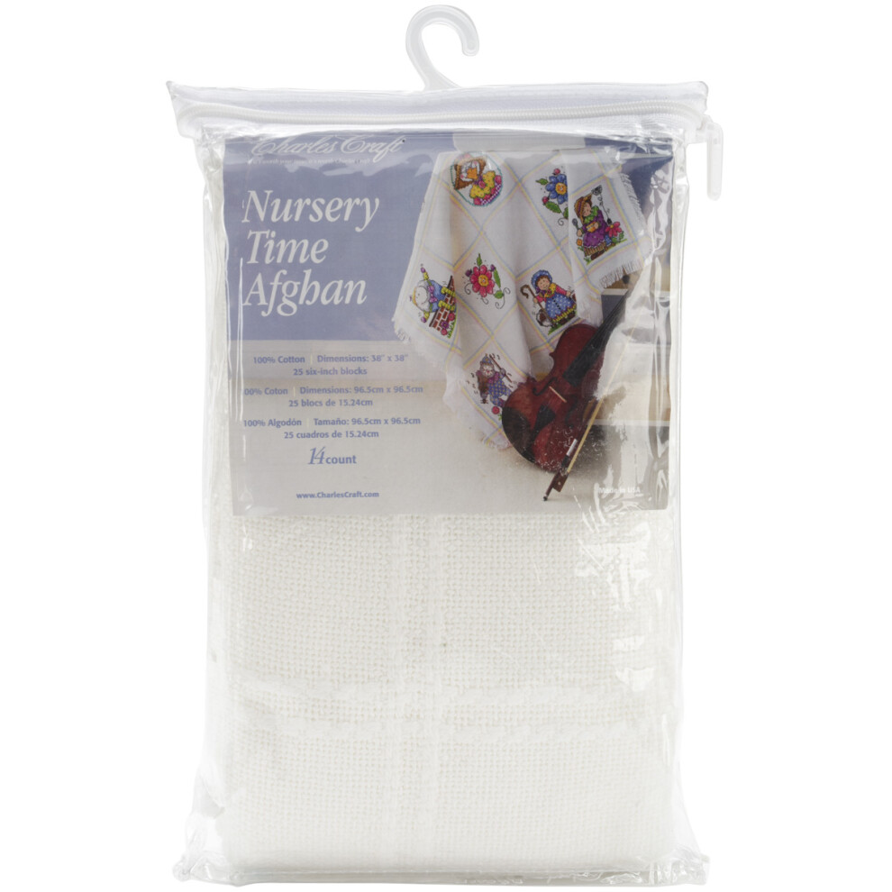 Charles Craft Nursery Time Afghan 14 Count 38"X38"-Antique White AF7300-0322