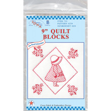 Jack Dempsey Stamped White Quilt Blocks 9""X9"" 12/Pkg-Sunbonnet Sue 733 239
