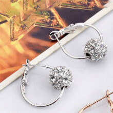 (Silvery) Alloy Lucky Ball Earrings For Womens Fashion Super Sparkling Exquisite Elegant