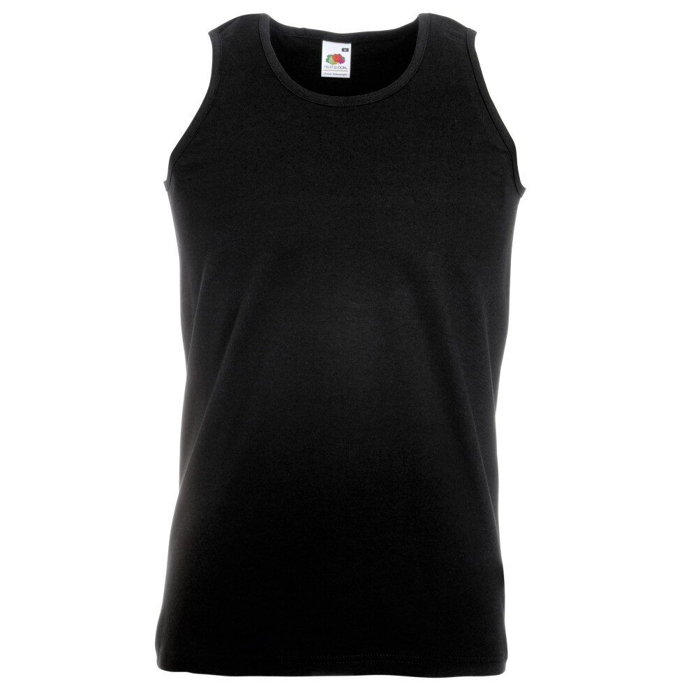 (M, Black) Fruit Of The Loom Mens Athletic Sleeveless Vest / Tank Top