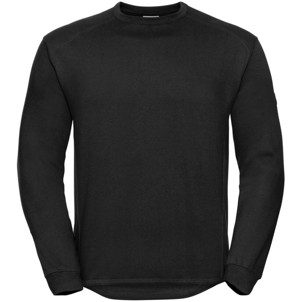 (3XL, Black) Russell Workwear Mens Crew Neck Set In Sweatshirt Top 